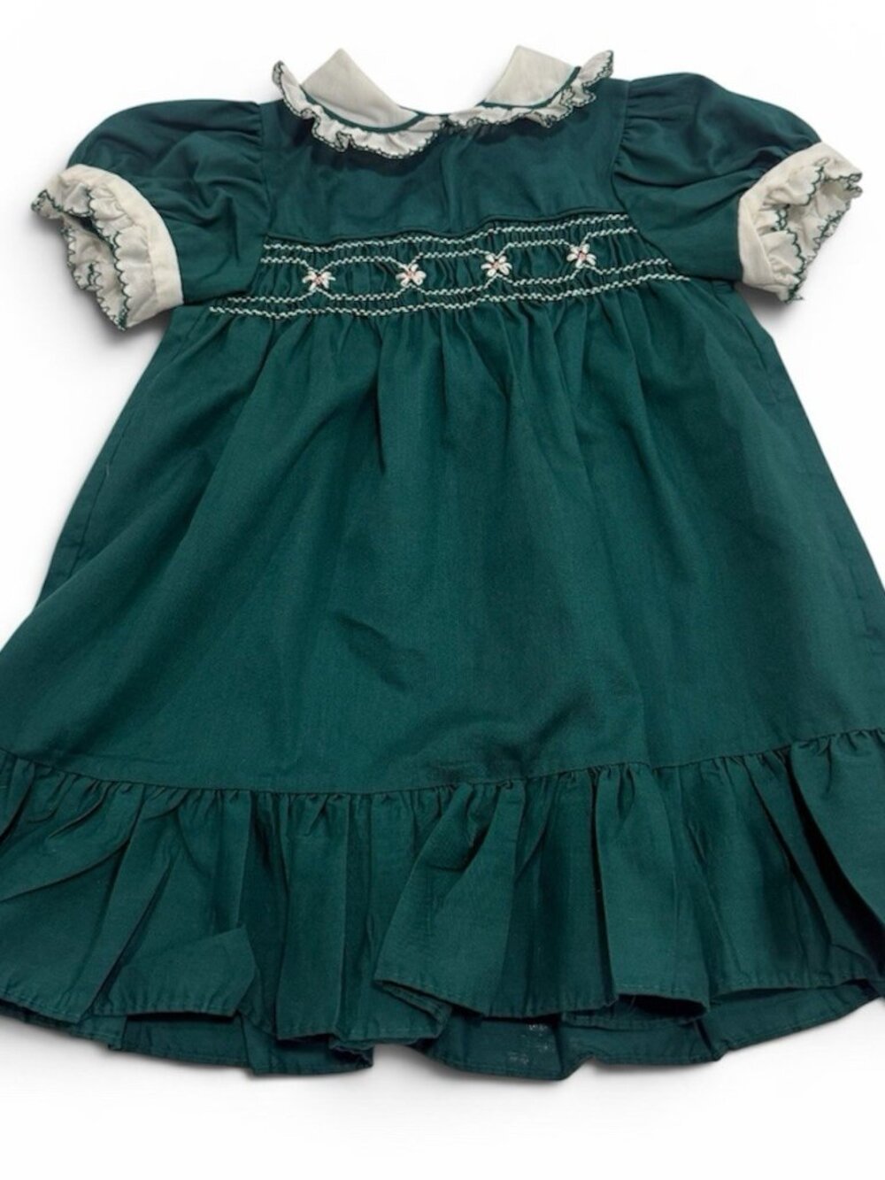 Princess Anne Hand Smocked Dress Size 4 80s St Vincent Vintage